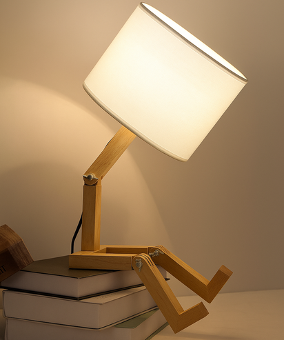 Lampada Robot GLOWBOT™ – Design in Legno con Personalità