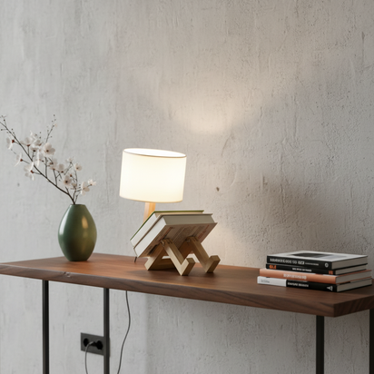 Lampada Robot GLOWBOT™ – Design in Legno con Personalità