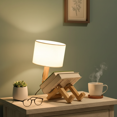 Lampada Robot GLOWBOT™ – Design in Legno con Personalità