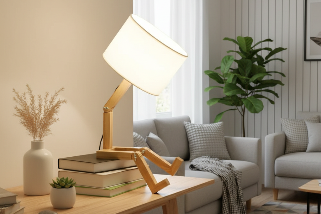 Lampada Robot GLOWBOT™ – Design in Legno con Personalità